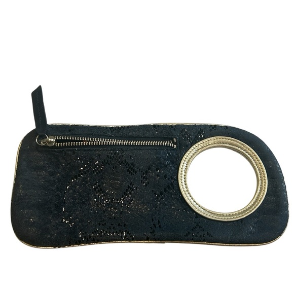 Hands-Free Bracelet Wallet - Arza Design Clutch Metallic Blue Shimmer Mini Bag - Picture 1 of 16